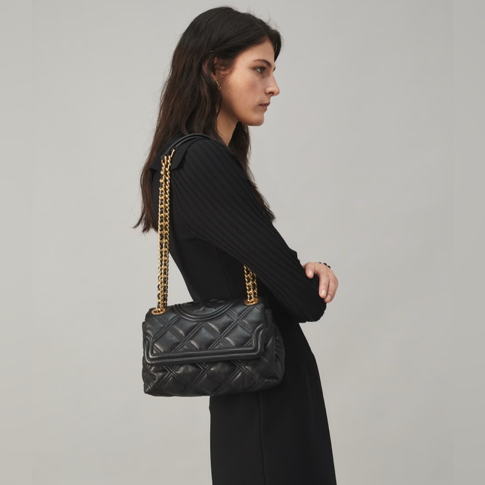 NWT Tory Burch Black Fleming Soft Small Convertible Shoulder Bag
